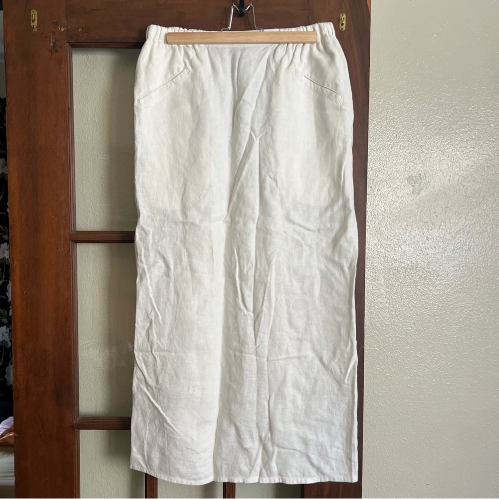 Flax White Linen Maxi Skirt (S)